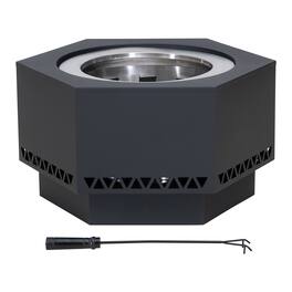SUNJOY - Black 26" Triangle Cut-Out Style Smokeless Fire Pit Portable Outdoor Wood Burning Firepit with Removable Ash Pan - Black, 26" Triangle Cut-Out