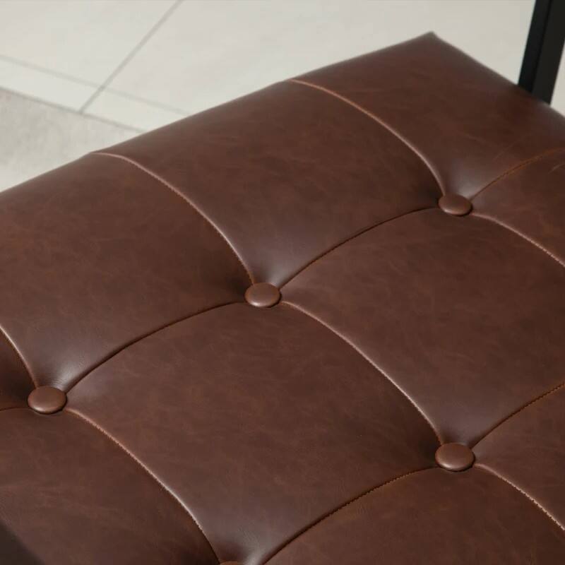 Back. Hivvago - Retro Tufted Faux Leather Metal Frame Accent Chair - Brown - Brown.