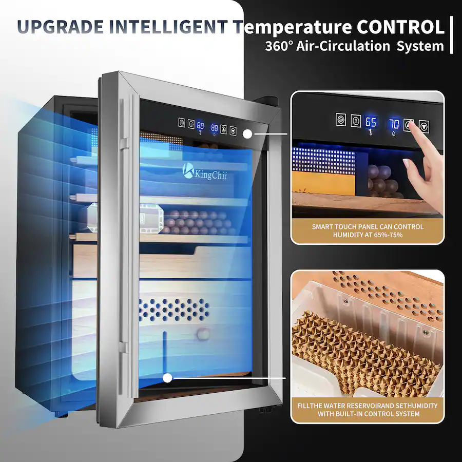 Compressor Humidity Control KingChii 58L Compressor Cigar Humidor withTemp & Humidity Control ...