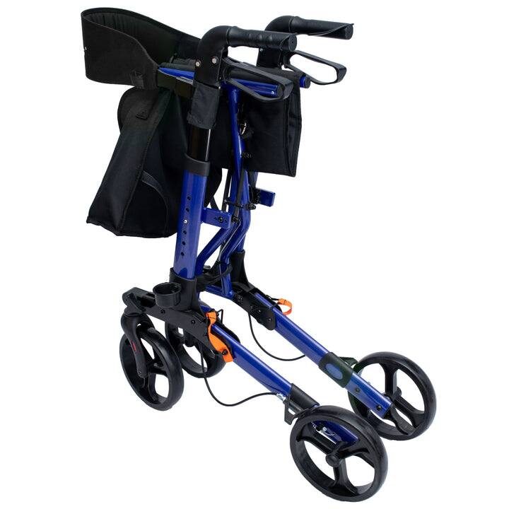 Alt View 3. iLIVING - ILG-622 Foldable Upright Rollator Walker, Lightweight Mobility Aid, Seat & Backrest, Front Bag, Dual Brakes with Lock - Black.