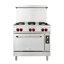Koolmore - 36 In. Commercial Electric Range with 6 Burners and 1 Standard Electric Oven - 208V 3 Phase - Stainless Steel