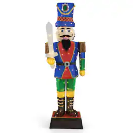 Gymax - 6 FT Lighted Nutcracker w/ Sword Life-Size Soldier Christmas Decoration - Multicolor