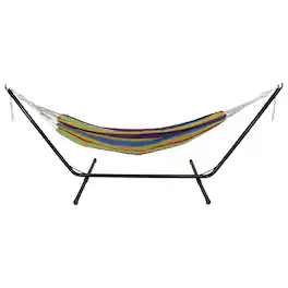 Northlight - Striped Woven Two Person Brazilian Cotton Double Hammock - 72" x 57" - Multi-Color - Yellow