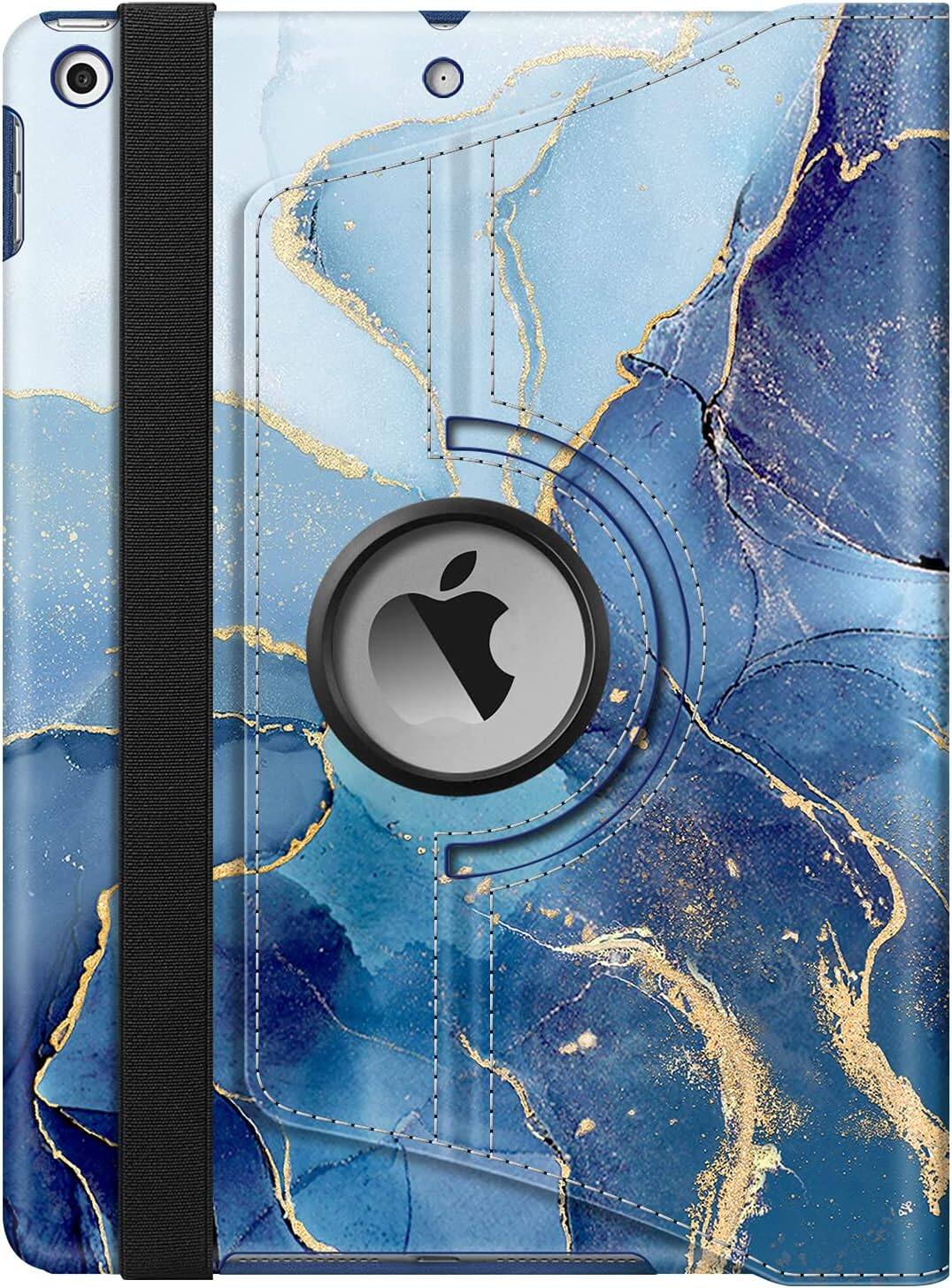 Alt View 4. Fintie - 360° Rotating Case for iPad 9th / 8th / 7th Generation 10.2 Inch | Shockproof Cover with Pencil Holder Auto Wake/Sleep - Blue Marble.