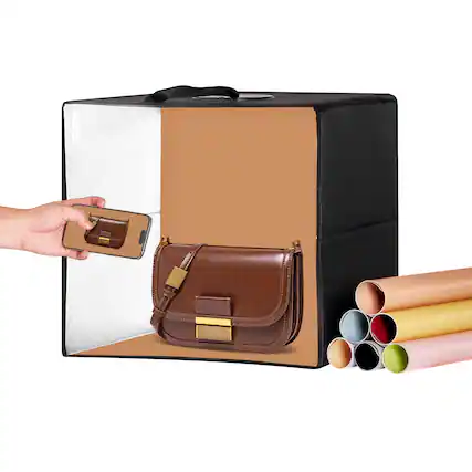 Front. VEVOR - Photo Studio Light Box, 12" x 12", 3000-5600K Adjustable 3 Color Temperatures Professional Shooting Tent Kit - Black.