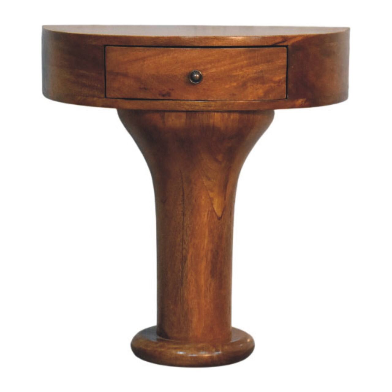 Angle. Artisan Furniture - Artisan Furniture Solid Wood Pedestal Curved Bedside, Brown - Brown.