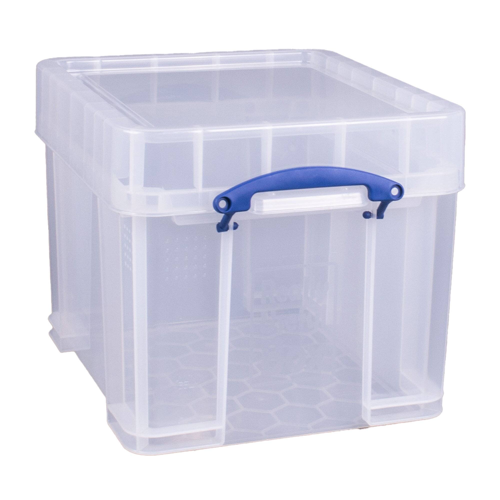 Alt View 1. Really Useful Box - Really Useful Box 35L Storage Container with Snap Lid & Clip Lock Handle, 2 Pack - Clear.