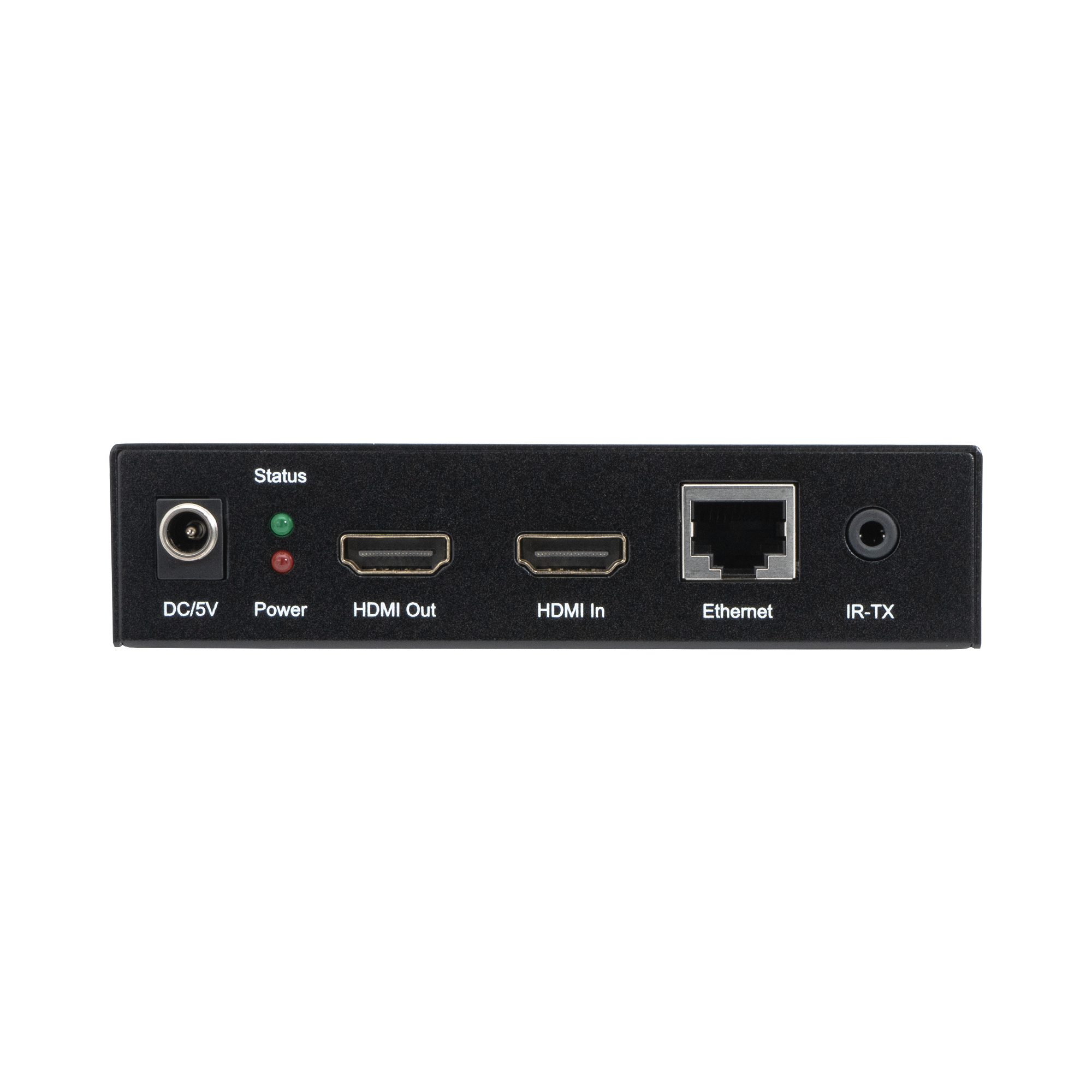 Status, DC/5V, Power, HDMI Out, HDMI In, Ethernet, IR-TX