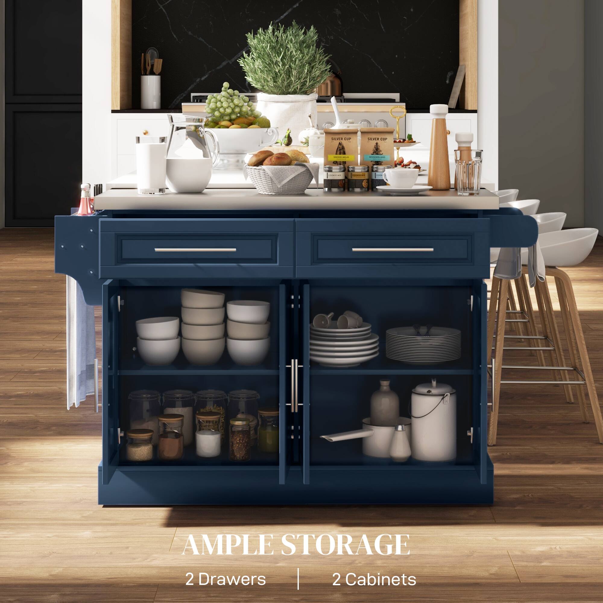 AMPLE STORAGE  
2 Drawers | 2 Cabinets