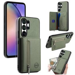 Dteck - Zipper Pocket Wallet Case for Samsung Galaxy S26 Ultra, PU Leather Shockproof Protective Cover with Magnetic Closure - Green