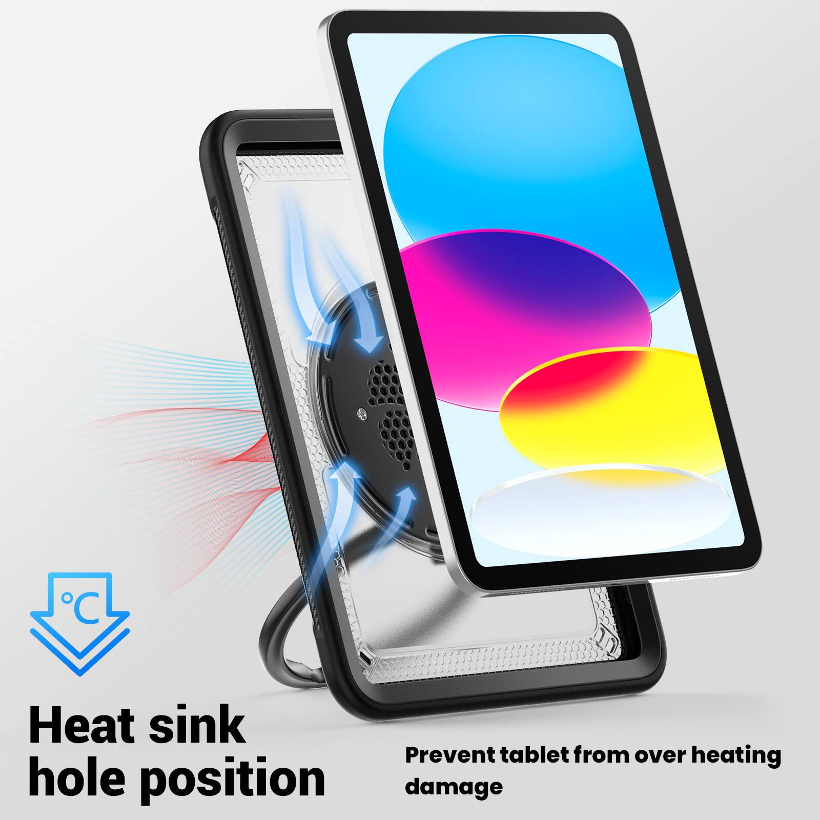 Heat sink hole position  
Prevent tablet from over heating damage