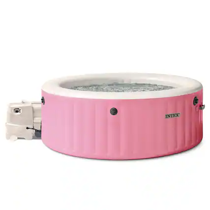 Front. Intex - INTEX PureSpa Bubble Massage Spa Set with Energy Efficient Cover, 77" x 28" - Petal Pink.