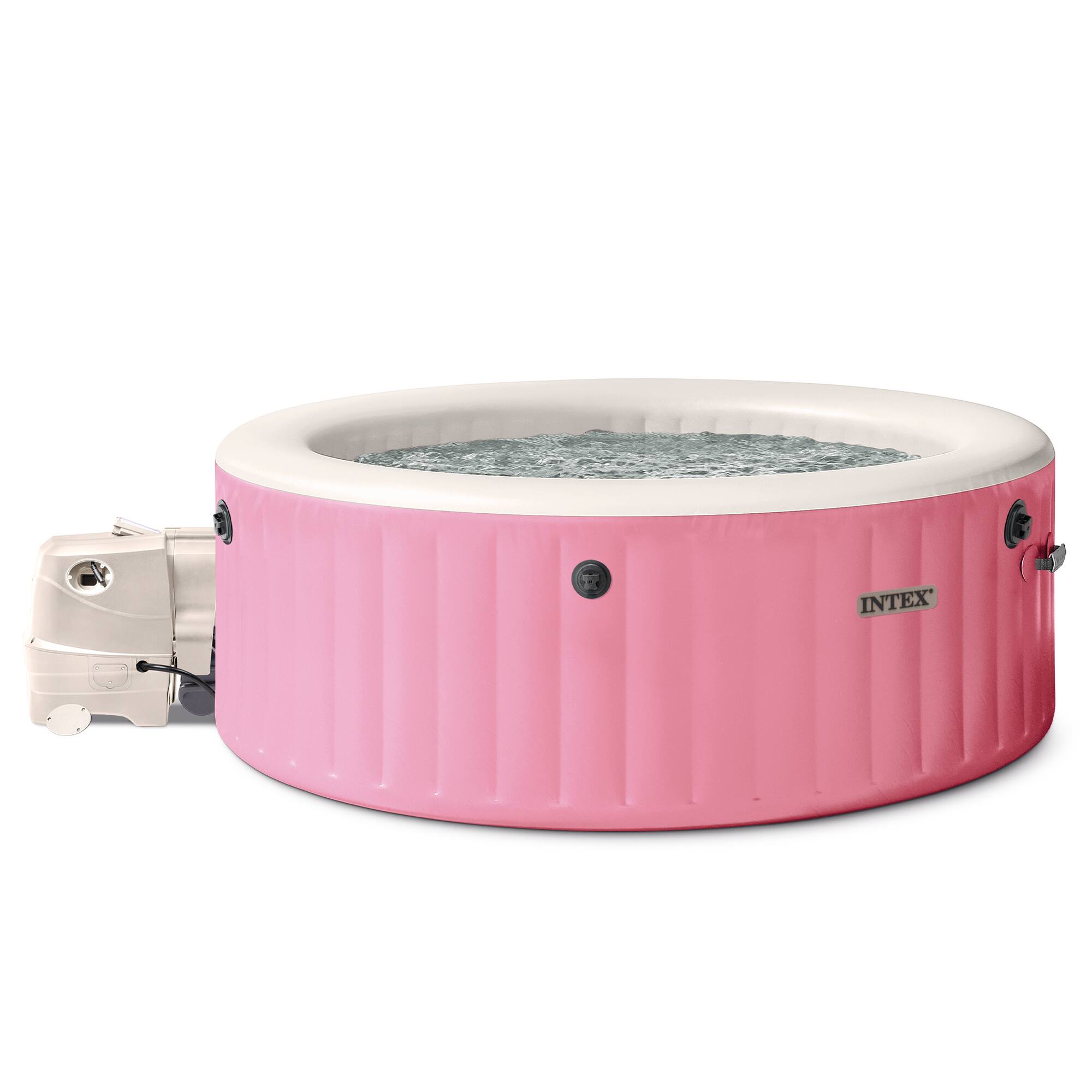 Front. Intex - INTEX PureSpa Bubble Massage Spa Set with Energy Efficient Cover, 77" x 28" - Petal Pink.
