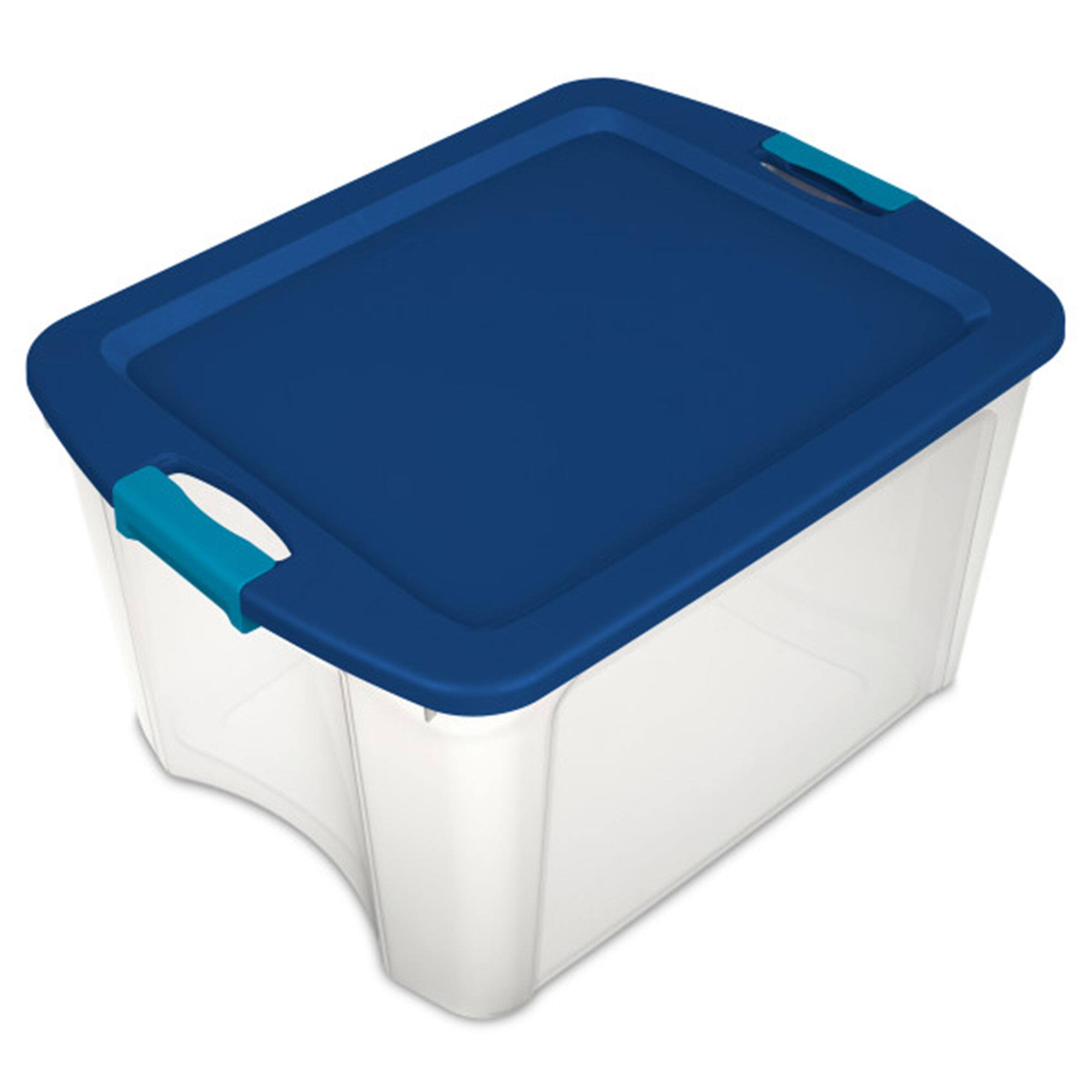 Front. Sterilite - Sterilite Latch & Carry 18 Gallon Plastic Stacking Storage Tote w/ Lid, 12 Pack.