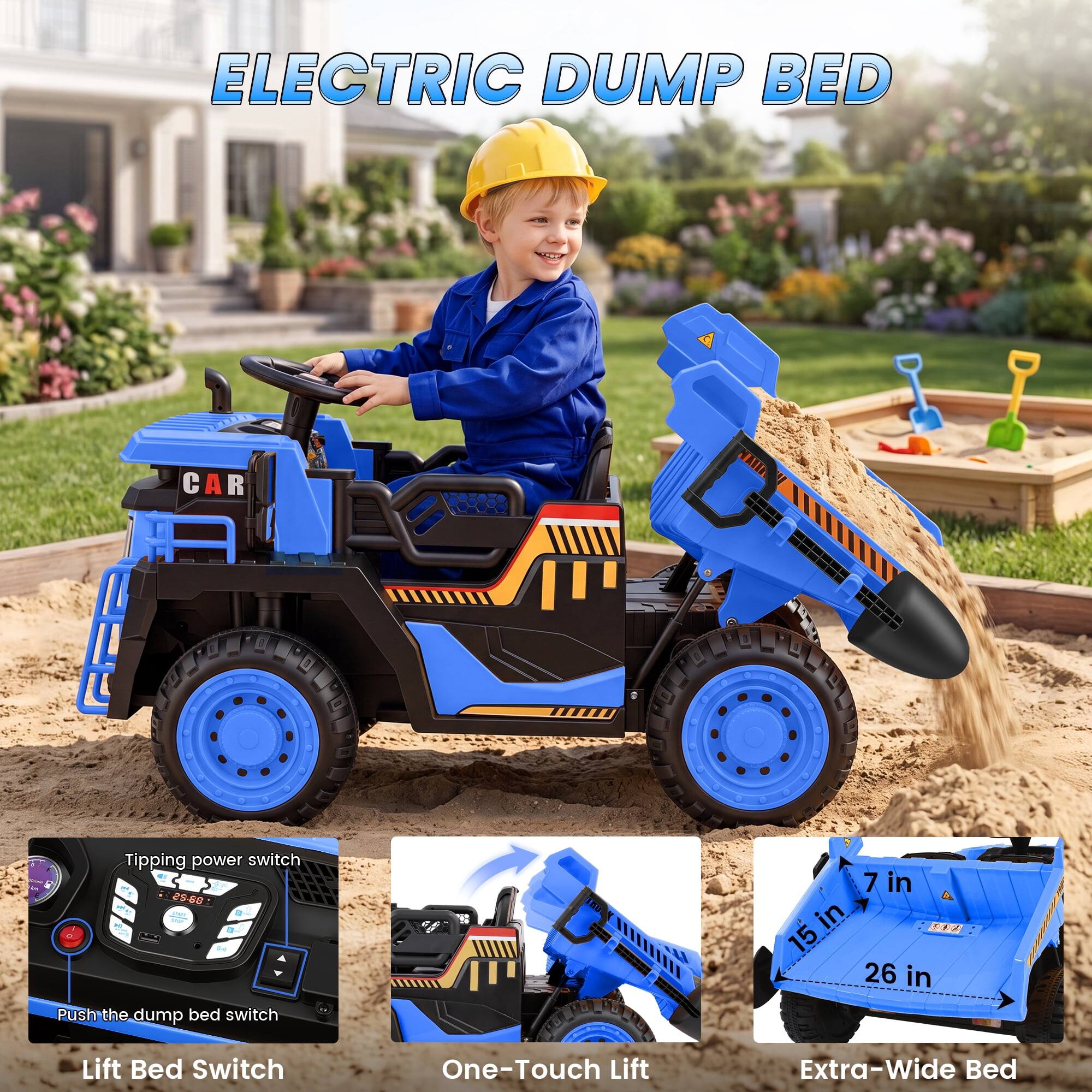 ELECTRIC DUMP BED CAR

Tipping power switch 29-88 - Push the dump bed switch

Lift Bed Switch

One-Touch Lift

Extra-Wide Bed

7 in

15 in

26 in