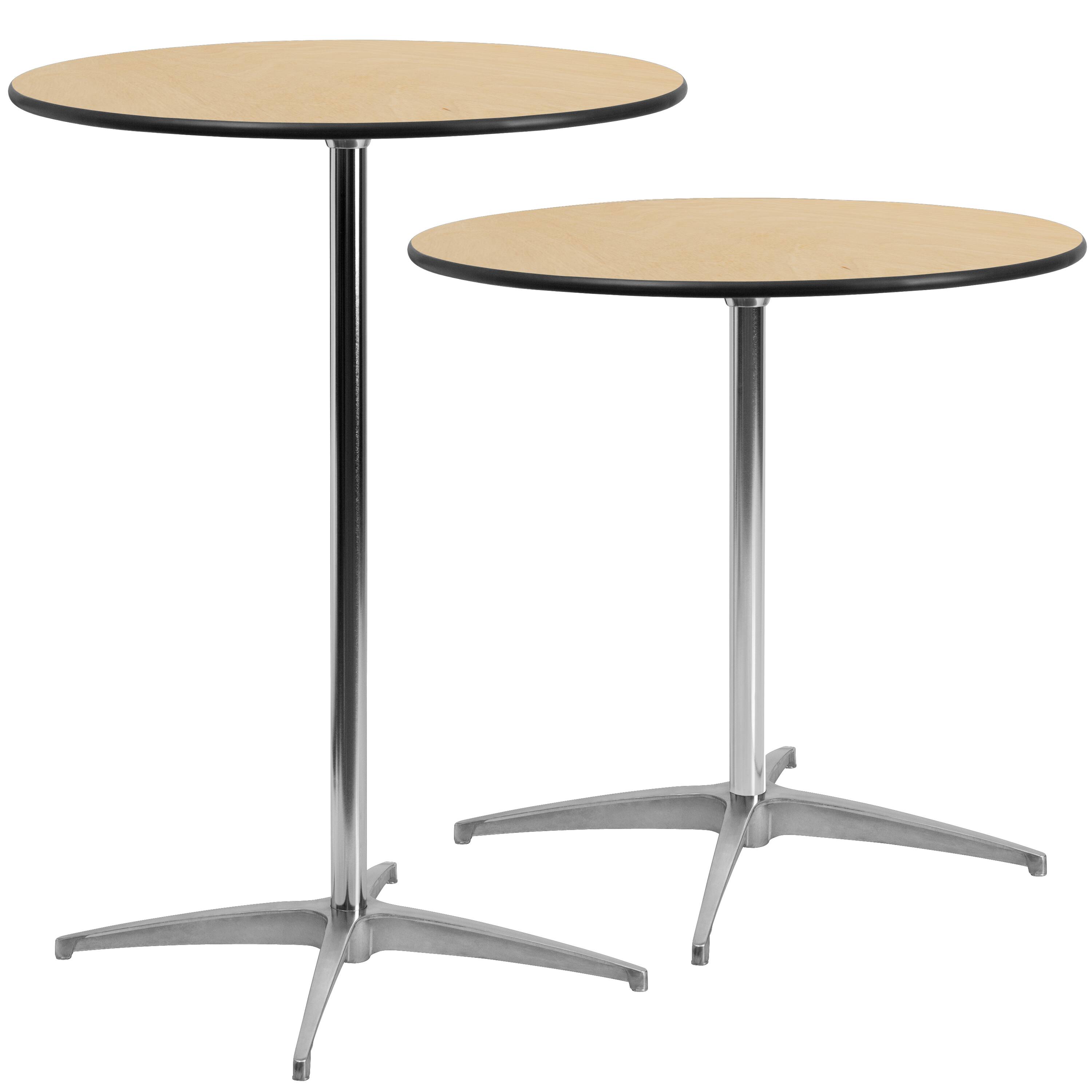 Alt View 7. Emma + Oliver - 30" Round Wood Cocktail Table with 30" and 42" Columns - Natural.