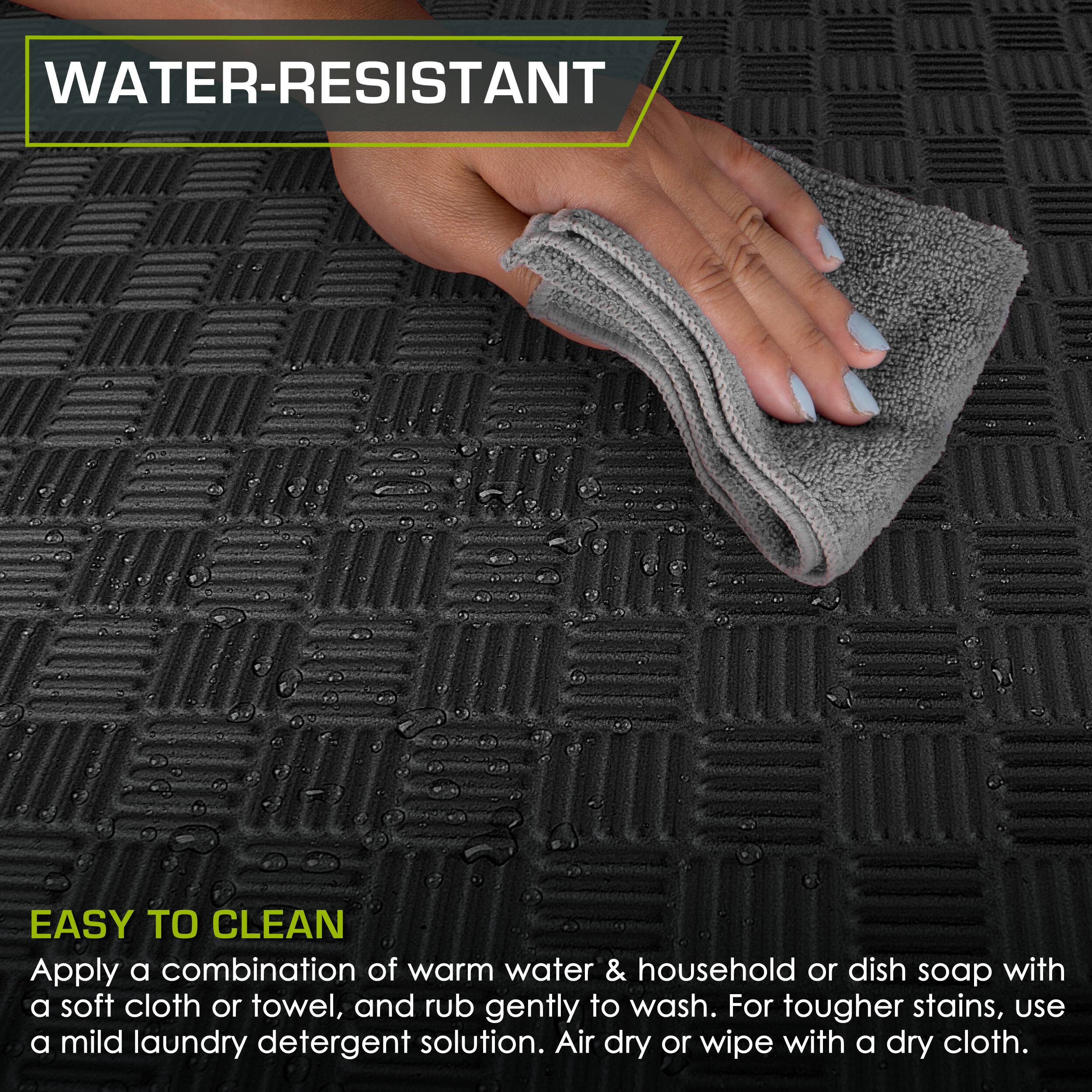 **WATER-RESISTANT**

**EASY TO CLEAN**

Apply a combination of warm water & household or dish soap with a soft cloth or towel, and rub gently to wash. For tougher stains, use a mild laundry detergent solution. Air dry or wipe with a dry cloth.