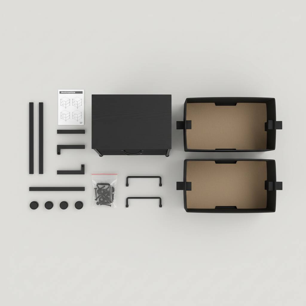 Back. AOITUN - 2-Drawer Fabric Storage Dresser Black for Small Spaces, Tall Nightstand, Perfect Bedside Table with Drawers - black.