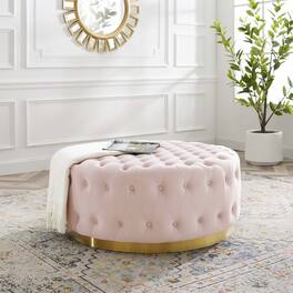 Ensconce Tufted Performance Velvet Round Ottoman by Modway - EEI-4326-PNK
