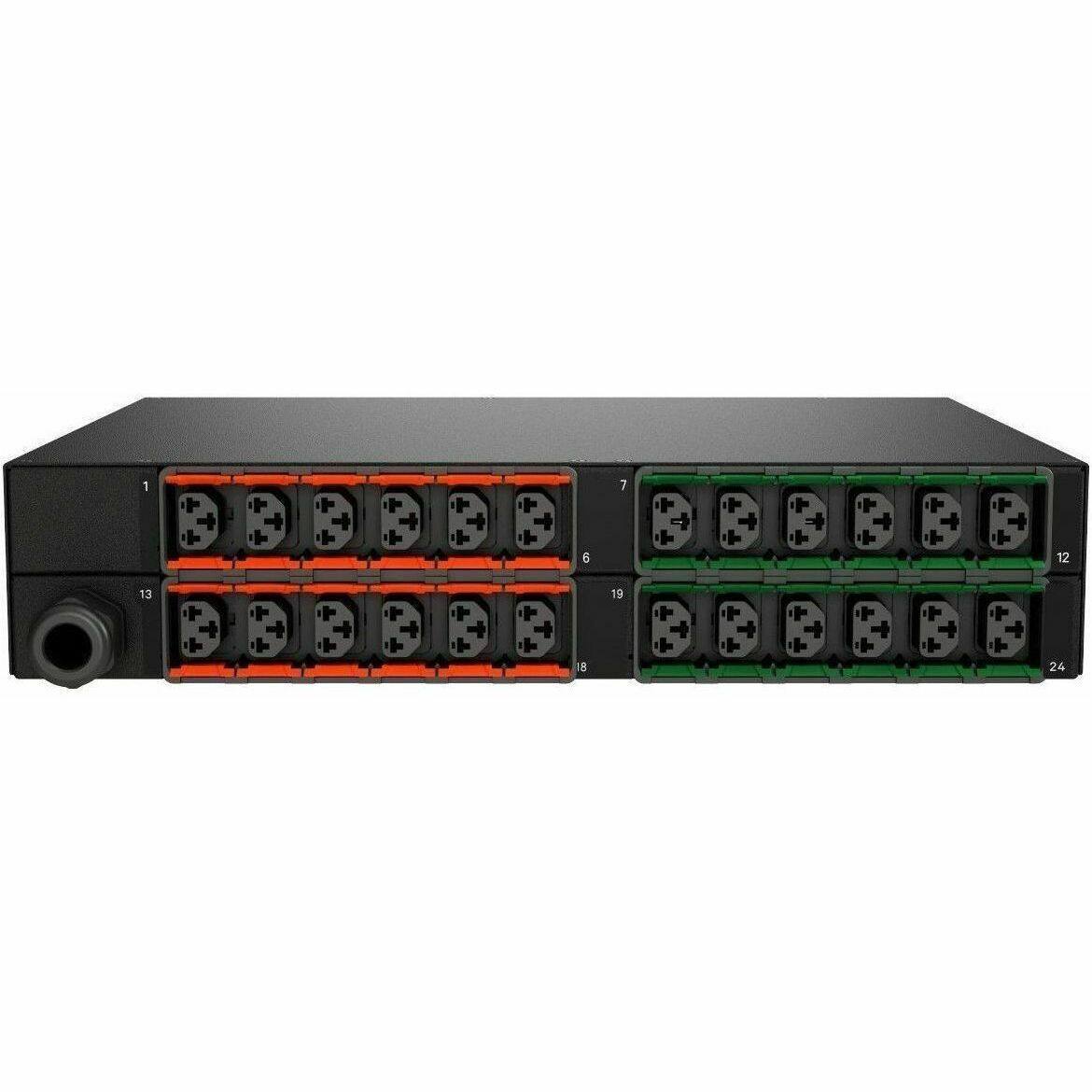 Alt View 1. Vertiv - Vertiv Geist rPDU MNU5MDR6-24CF18-3TL6A0H10-S 24-Outlets PDU - Switched - NEMA L6-30P - 24 x Combination C13/C19 - 230 V - Black Powder Coat.