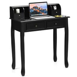Pefilos - Removable Floating Organizer 2-Tier Mission Home Computer Vanity Desk- Office Desk, Desks, Working, Writing - Black