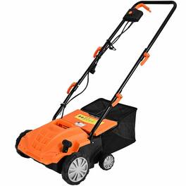 HONGGE - Electric Lawn Scarifier with Adjustable Depth and 11 Gallon Collection Bag - Orange