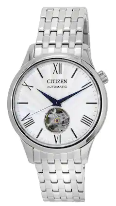 Citizen - Stainless Steel Open Heart Dial Automatic NH9130-84A Men's Watch - Silver