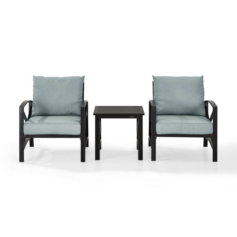 Left. Crosley Furniture - Kaplan 3Pc Outdoor Chair Set - Side Table & 2 Chairs - Mist.