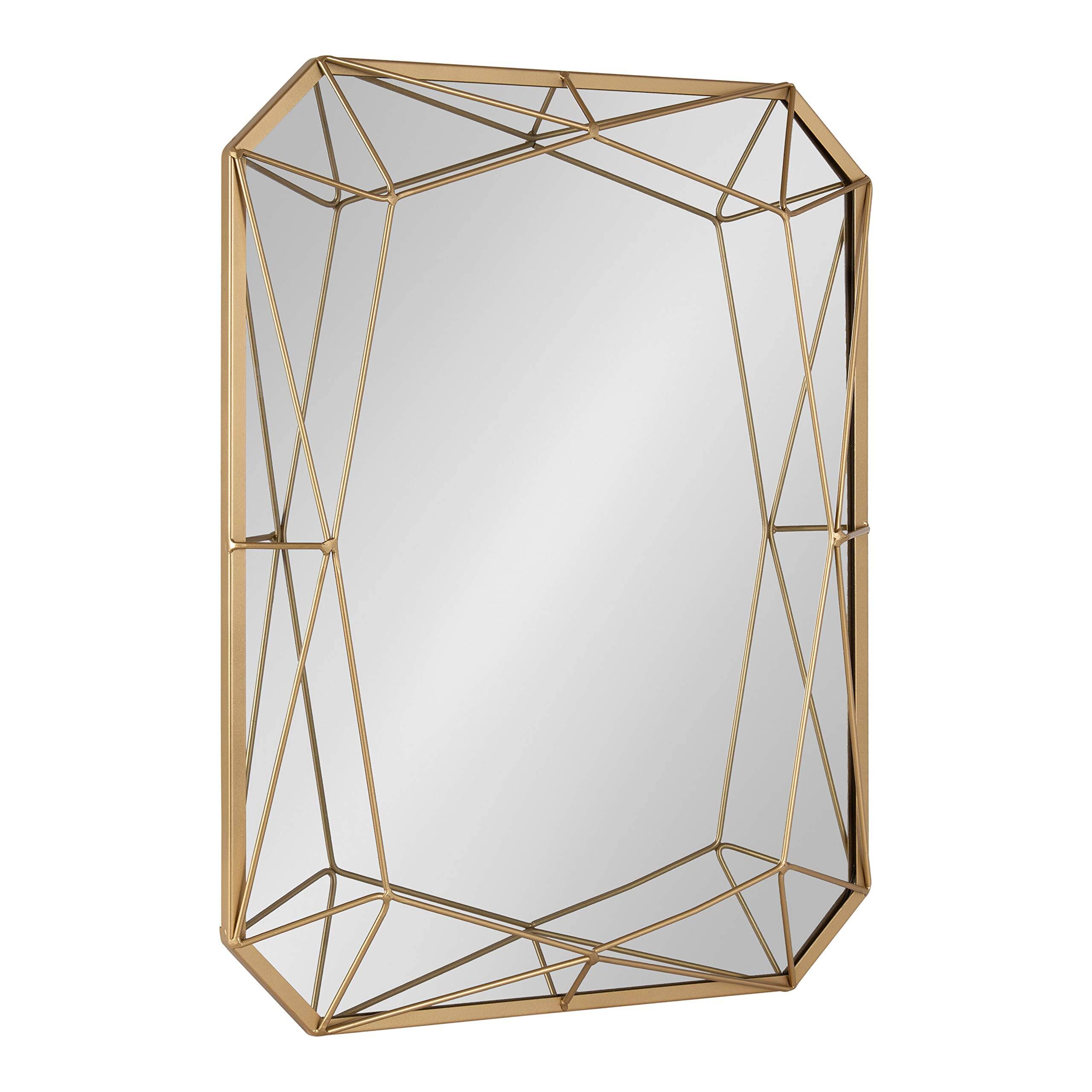 Front. Dazzling Pops - Keyleigh Modern Glam Geometric Shaped Metal Accent Wall Mirror - Gold 28"L x 22"W.