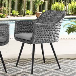 Endeavor Outdoor Patio Wicker Rattan Dining Armchair by Modway - Gray Gray