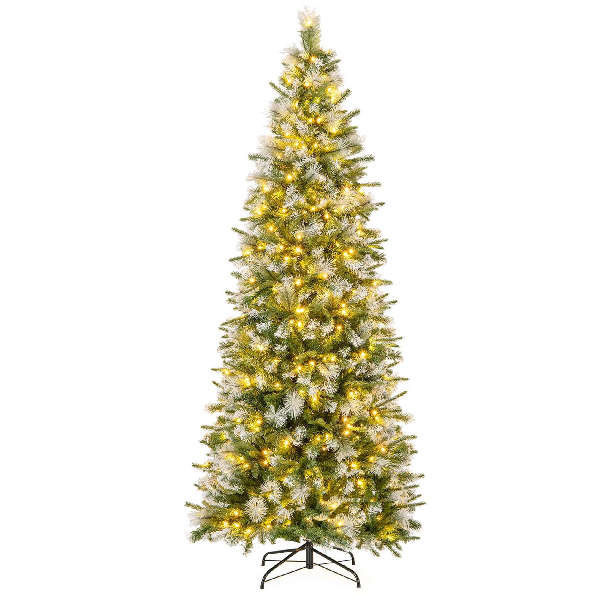 Alt View 20. Costway - 7.5 FT Pre-Lit Artificial Christmas Tree with 820 Frosted Tips 350 LED Lights - Green/White.