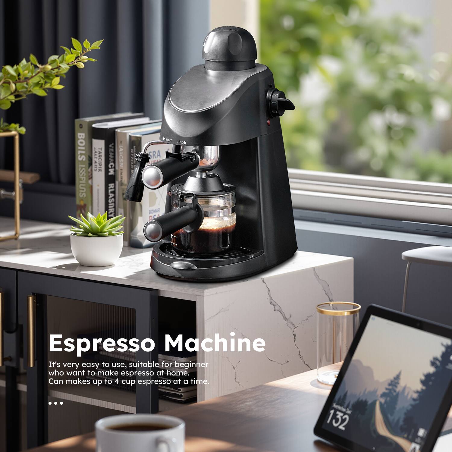 Espresso Machine

It's very easy to use, suitable for beginner who want to make espresso at home. Can makes up to 4 cup espresso at a time.