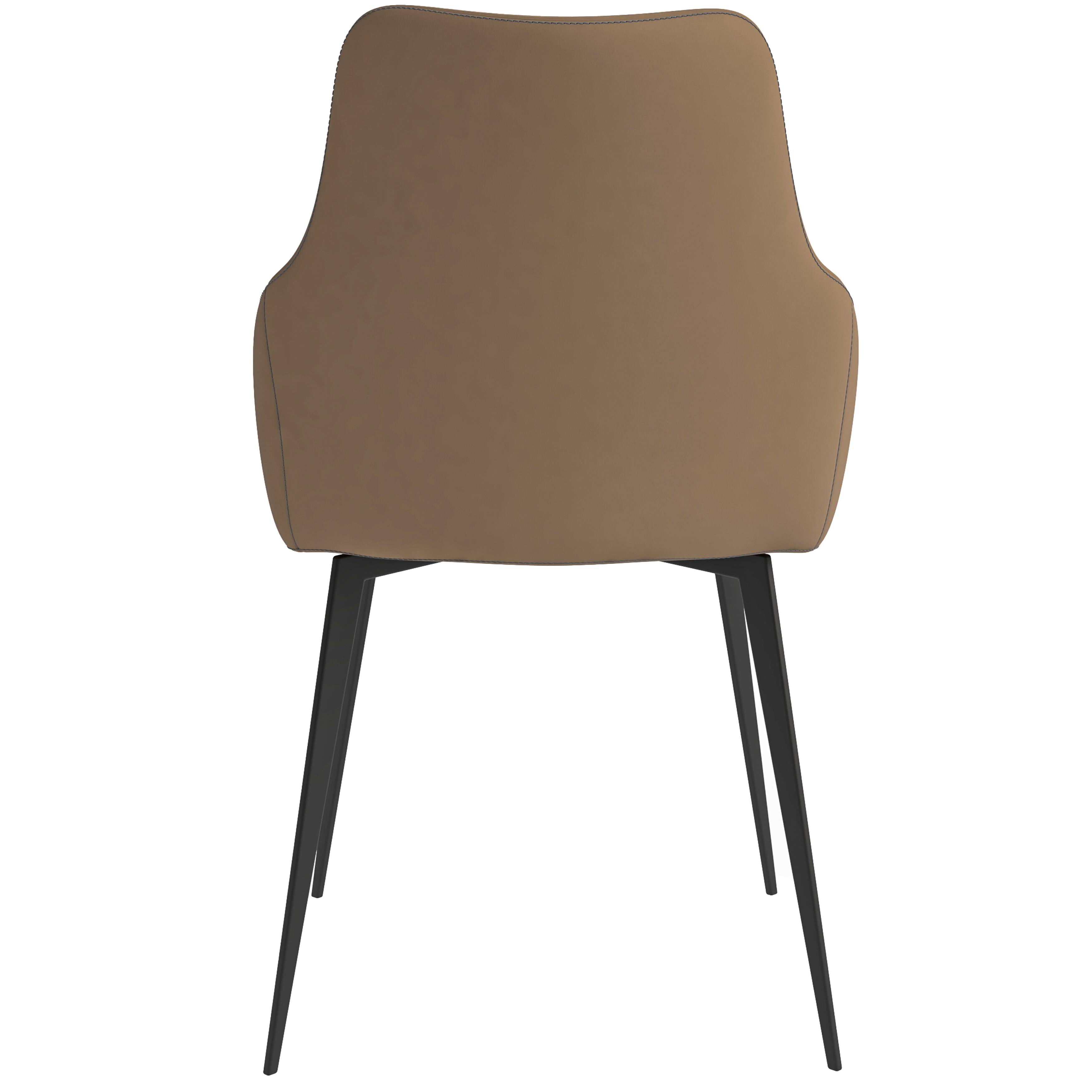 Alt View 4. LeisureMod - Sonnet Modern Dining Chair, Fabric & PU Leather Upholstered Accent Kitchen Chair with Arms and Metal Legs - Light Brown.