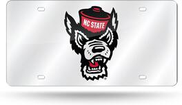 Rico Industries - NC State Wolfpack Mirrored Laser Cut License Plate Laser Tag - Multi