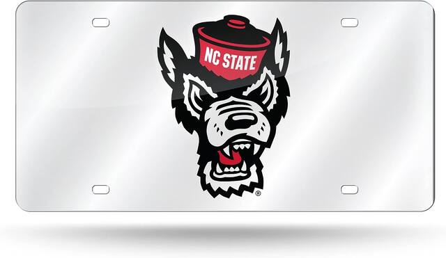Front. Rico Industries - NC State Wolfpack Mirrored Laser Cut License Plate Laser Tag - Multi.