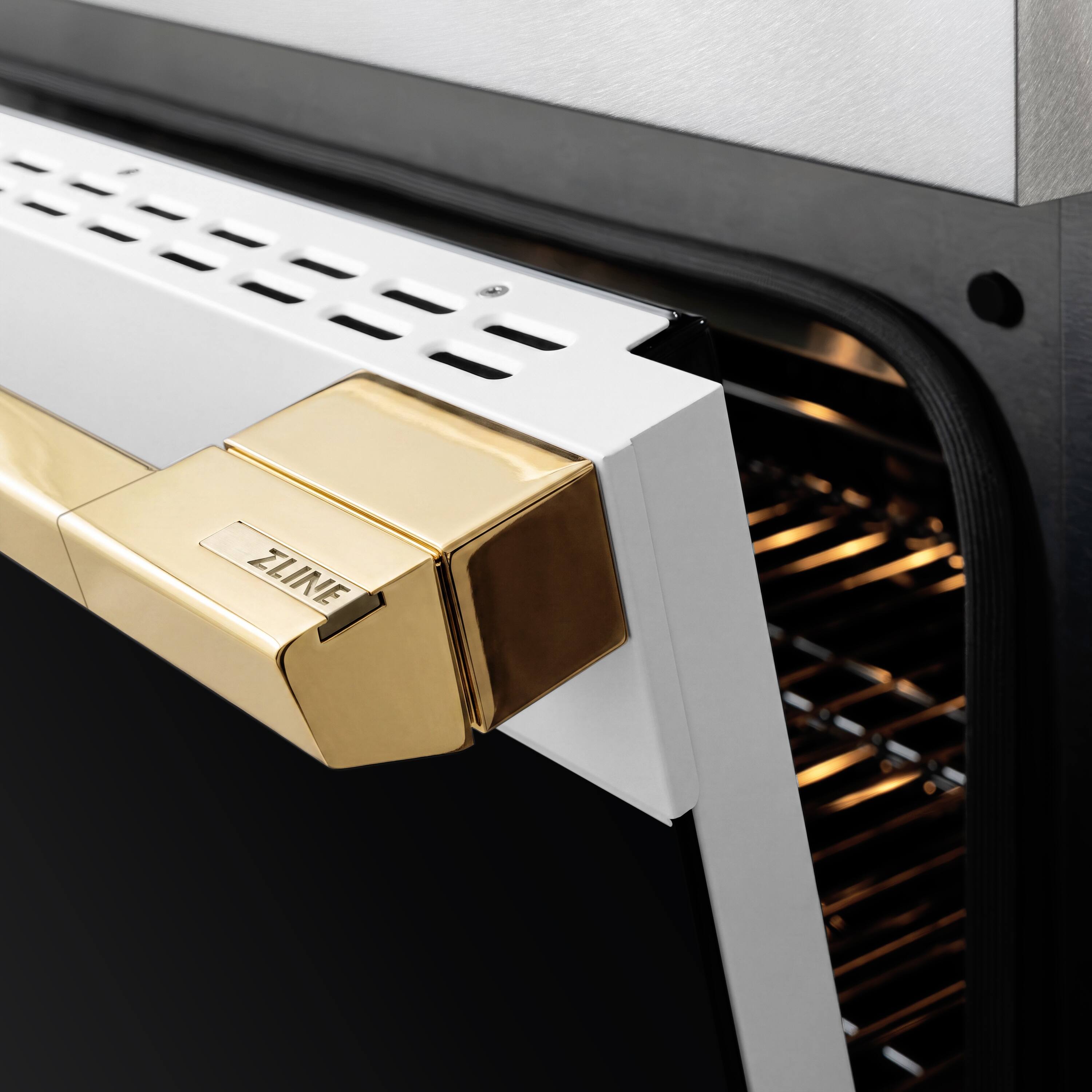 Alt View 9. ZLINE - Autograph 36 in. 5.2 cu. ft. Marino Freestanding Induction Range in Satin Steel with Gold Accents & White Door - White Matte.