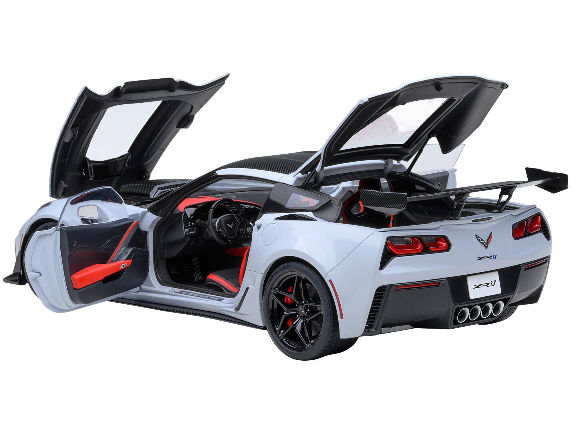 Alt View 1. Autoart - 2019 Chevrolet Corvette C7 ZR1 Ceramic Matrix Gray Metallic with Carbon Top 1/18 Model Car by Autoart.