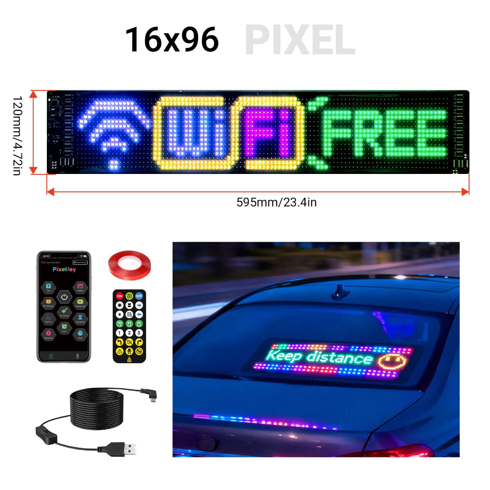 DAYBETTER - Smart USB 5V Color-Changing Integrated LED Strip Light， Flexible Display for Store, Bar, Hotel - RGB