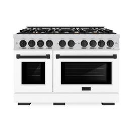 ZLINE - Autograph 48" Select Double Oven Dual Fuel Range with White and Black Accents (HDRZ-WM-48-MB) - White
