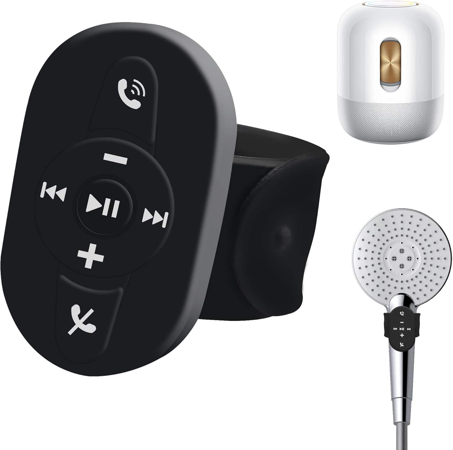 ACJPR - Bluetooth Shower Remote – Waterproof, Music & Selfie Control, Black Bracelet