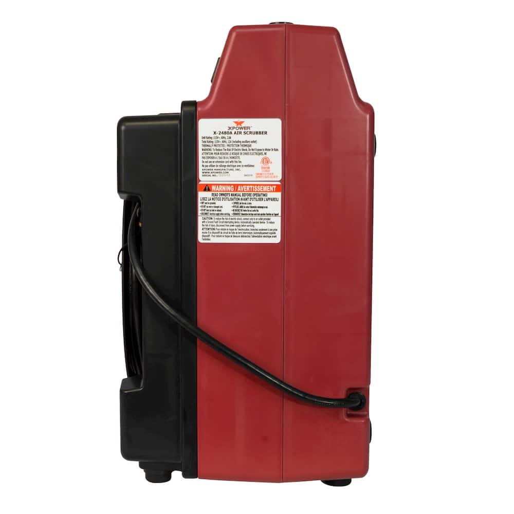 XPOWER - 3 Stage Filtration HEPA Purifier System, Negative Air Machine - Red