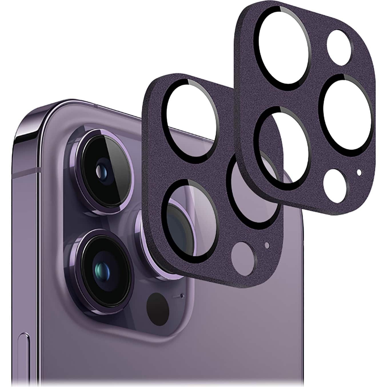 Angle. SaharaCase - ZeroDamage Camera Lens Protector for Apple iPhone 14 Pro and iPhone 14 Pro Max (2-Pack) - Purple.