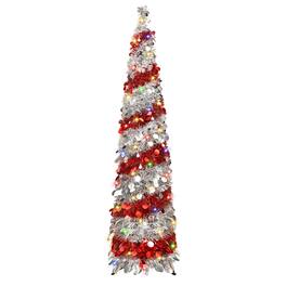 TECH SAFARI - Christmas Trees With Collapsible Artificial Sequin Pop Up Tree Tinsel Pencil For Home Holiday Fireplace Party - Default