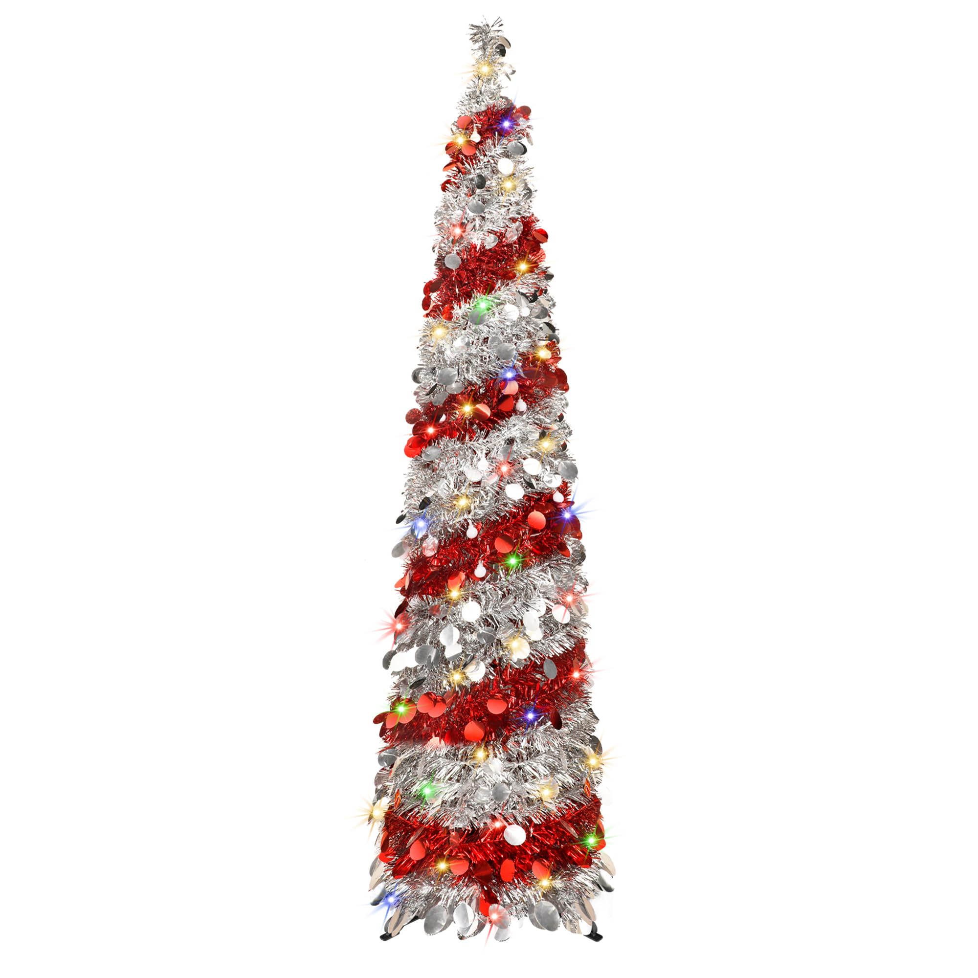 Front. TECH SAFARI - Christmas Trees With Collapsible Artificial Sequin Pop Up Tree Tinsel Pencil For Home Holiday Fireplace Party... - Default.
