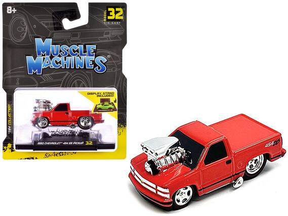 8+ MODEL 32 DIE-CAST MUSCLE MACHINES COLLECTION *1:64 DISPLAY STAND INCLUDED!
1993 CHEVROLET 454 SS PICKUP 32 454 56