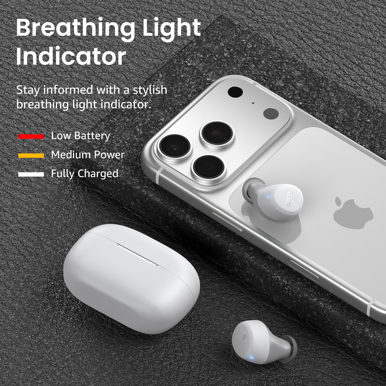 Breathing Light Indicator

Stay informed with a stylish breathing light indicator.

- Low Battery
- Medium Power
- Fully Charged