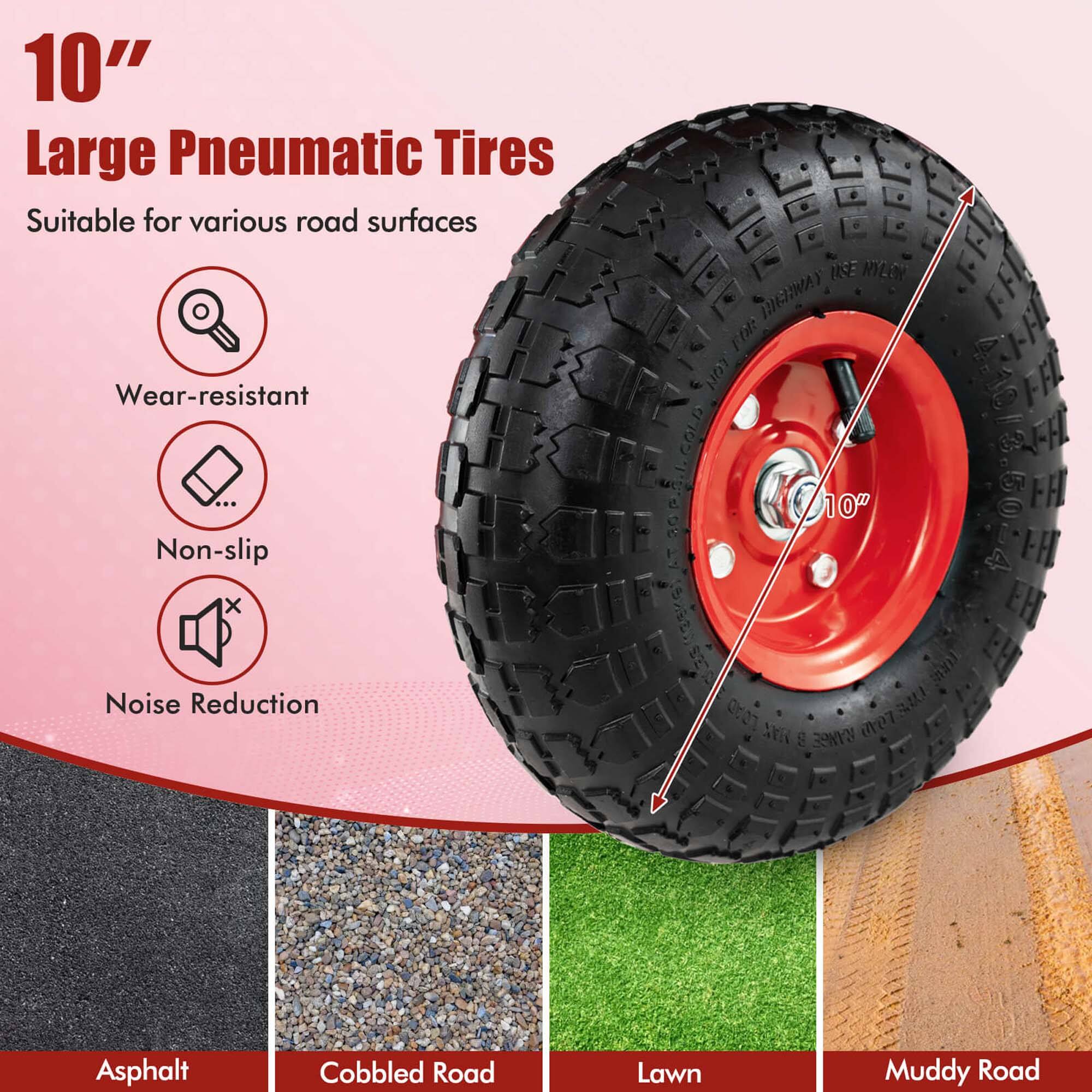 10" Large Pneumatic Tires

Suitable for various road surfaces

- Wear-resistant
- Non-slip
- Noise Reduction

Asphalt
Cobbled Road
Lawn
Muddy Road