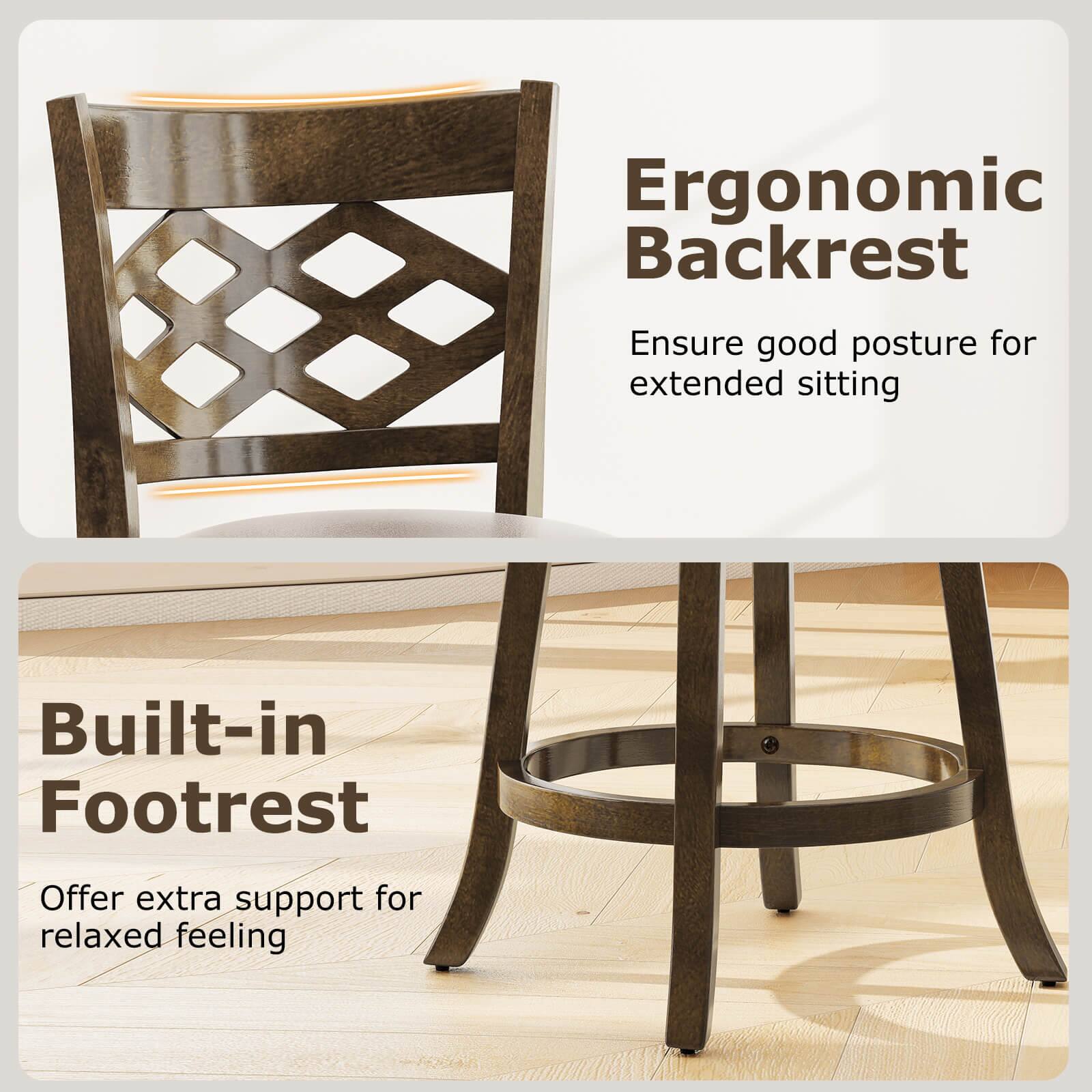 Ergonomic Backrest  
Ensure good posture for extended sitting  

Built-in Footrest  
Offer extra support for relaxed feeling