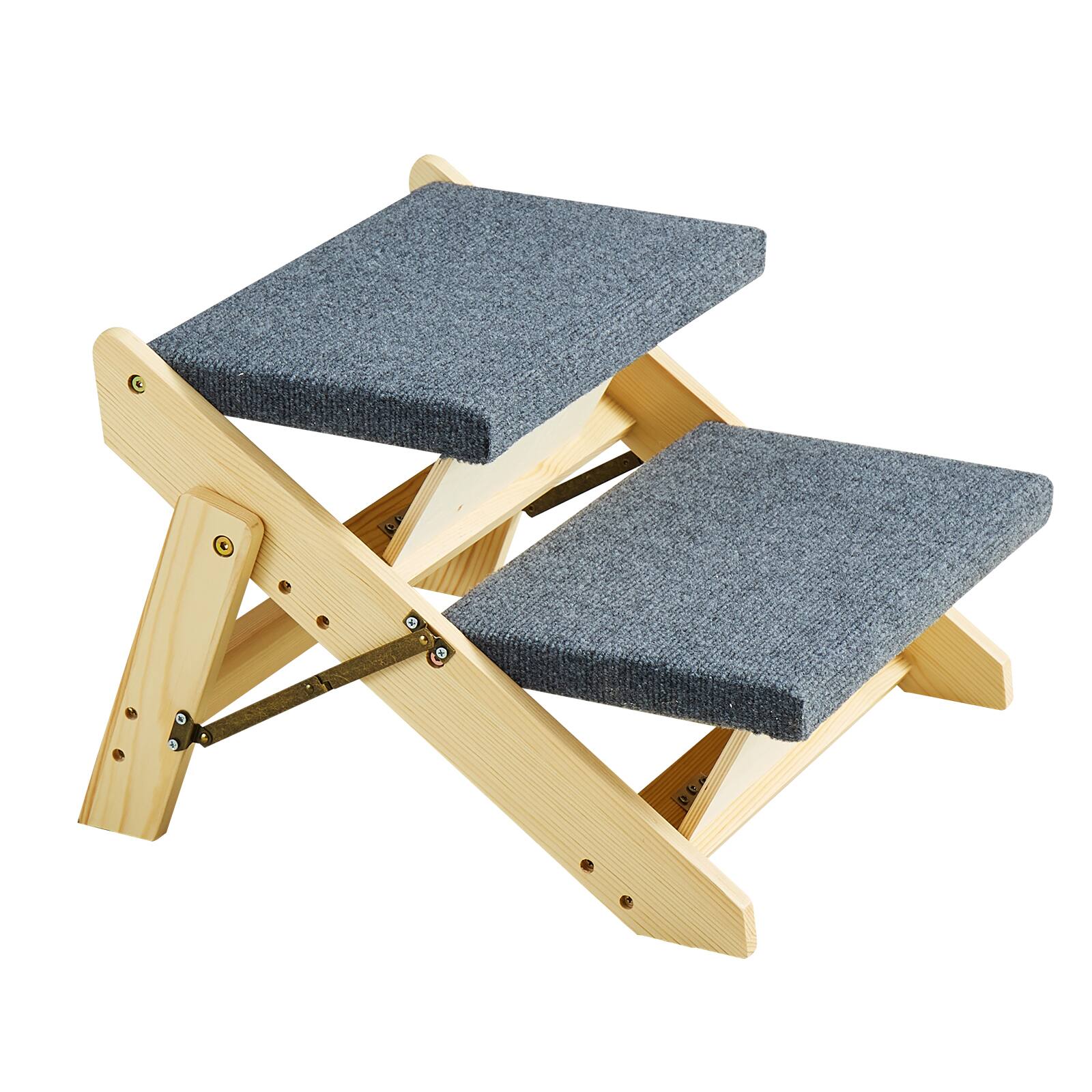 Alt View 5. VEVOR - Wooden Pet Steps, Convertible 2-in-1 Dog Stairs and Ramp for Beds, Sofas, and Vehicles - Natural.