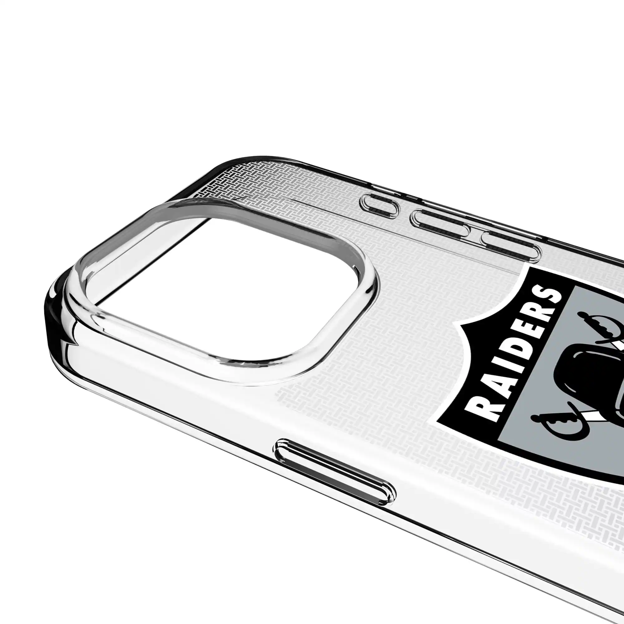 Alt View 2. Keyscaper - Oakland Raiders Linen Logo iPhone Clear Case - 16e - Multicolor.